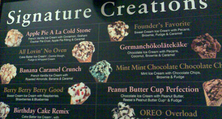 Cold Stone Creamery mit speziellen Namen (September 2008) Cold Stone Creamery mit speziellen Namen (September 2008)