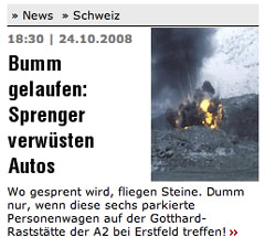 Sprenen ist lustig! (www.blick.ch, Oktober 2008)