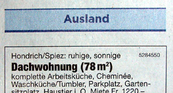 Hondrich im Ausland...? Aus dem Liegenschaftsmarkt von Bund un BZ (12. Dezember 2008)
