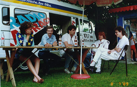 Radio Raurach am Grümpeli Breitenbach, Sommer 1989 (mit Meinrad Stöcklin, René Hänggi, René Häfliger und Christoph Steinmann)