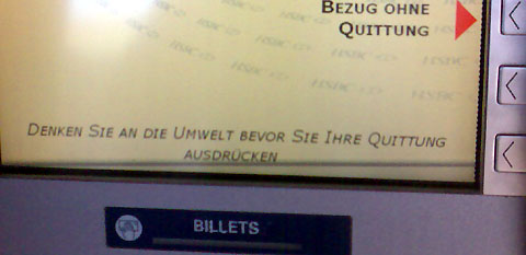 Quittung ausdrücken (Bancomat in Fayence)