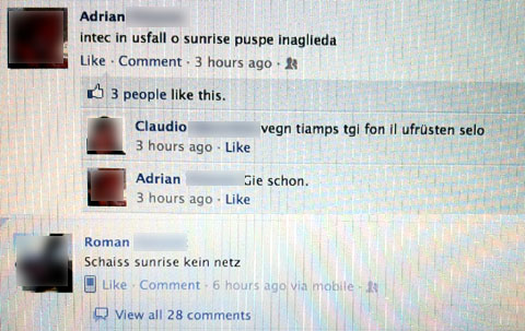 Ärger in Facebook über Sunrise während des langen Ausfalls vom 8.1.2012
