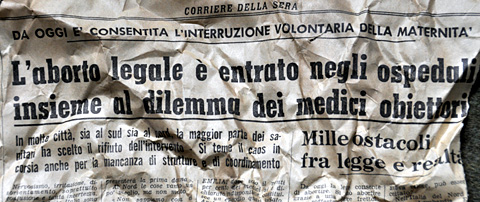 Corriere della Sera vom 6. Juni 1978 - als Isaolationsmaterial in Bern 2012 wiederentdeckt