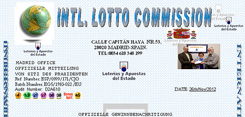 Lotterie-Spam anno 2012