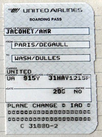 Mein Boarding Pass für den ersten Hopser über den Atlantik seit 1982